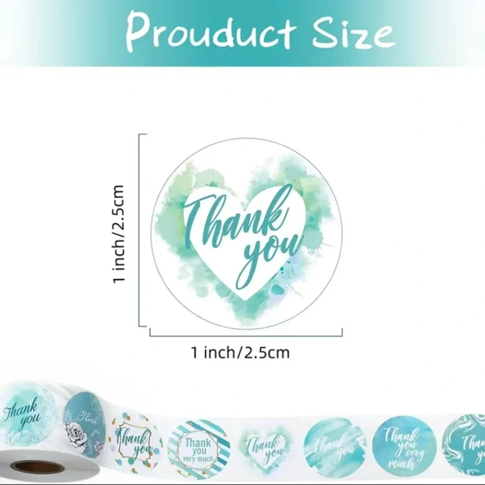 1roll/500pcs blue series thank you stickers‎